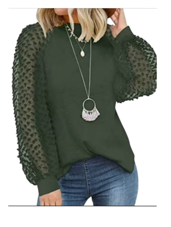 MIHOLL Tops - 😎SALE😎 NWT Miholl Elegant Sage Green Sheer Sleeve Top Blouse Sz. XL